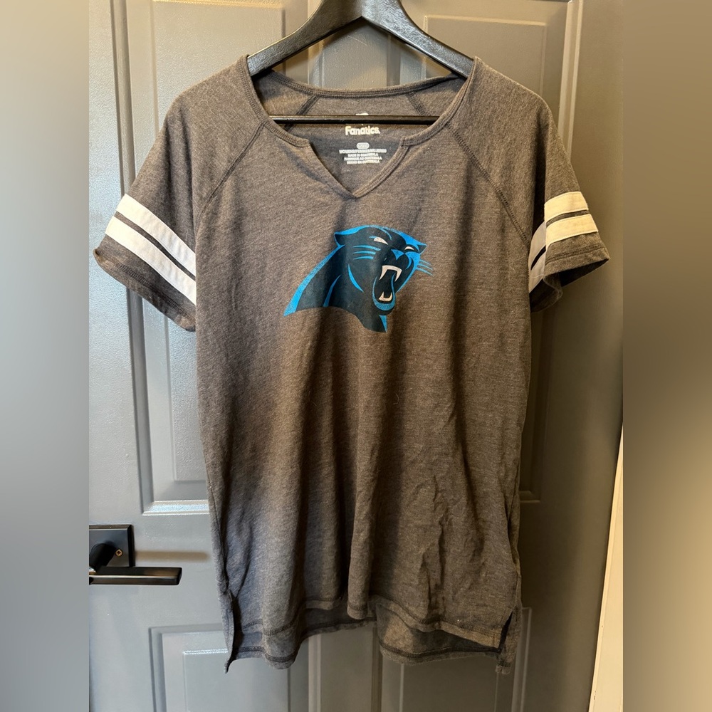 Gray and White Stripe Panthers T-Shirt
